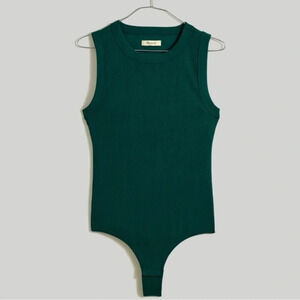 New Madewell Crewneck Thong Bodysuit Sleekhold Utopian Pine NL401